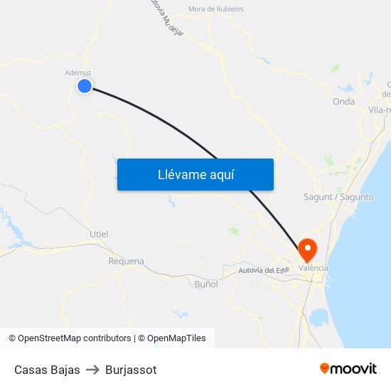 Casas Bajas to Burjassot map