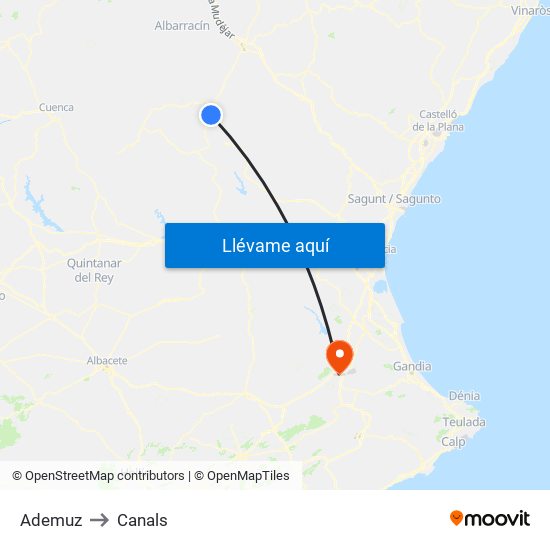Ademuz to Canals map