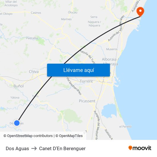 Dos Aguas to Canet D'En Berenguer map