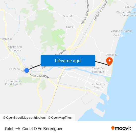 Gilet to Canet D'En Berenguer map