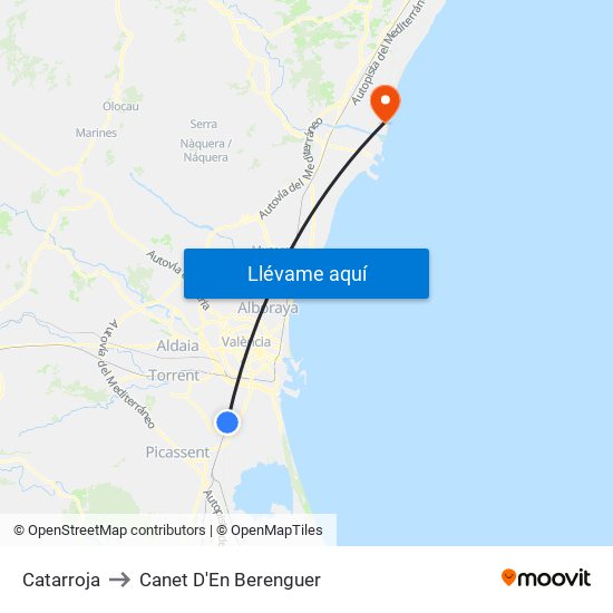 Catarroja to Canet D'En Berenguer map