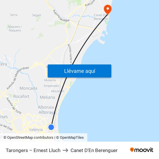 Tarongers – Ernest Lluch to Canet D'En Berenguer map