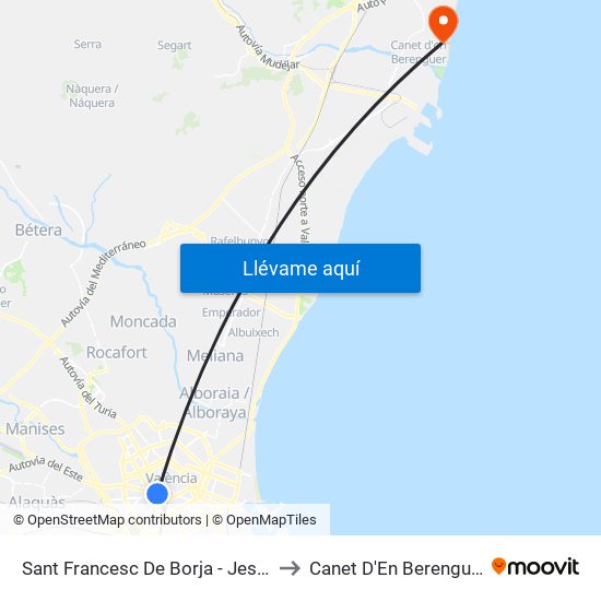 Sant Francesc De Borja - Jesús to Canet D'En Berenguer map
