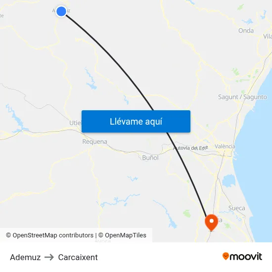 Ademuz to Carcaixent map