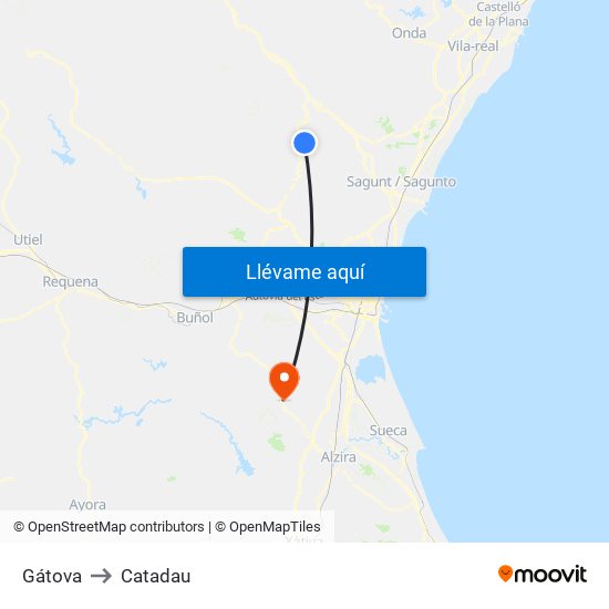 Gátova to Catadau map