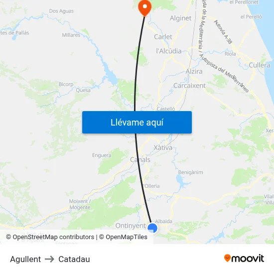 Agullent to Catadau map