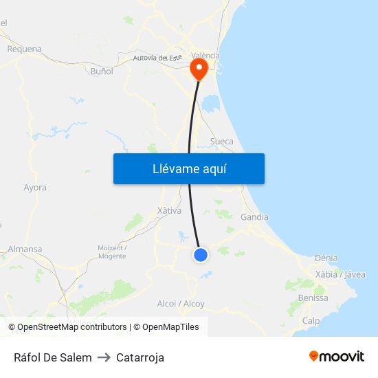 Ráfol De Salem to Catarroja map