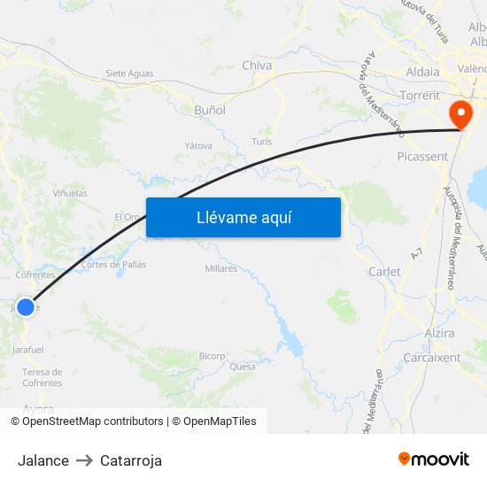 Jalance to Catarroja map