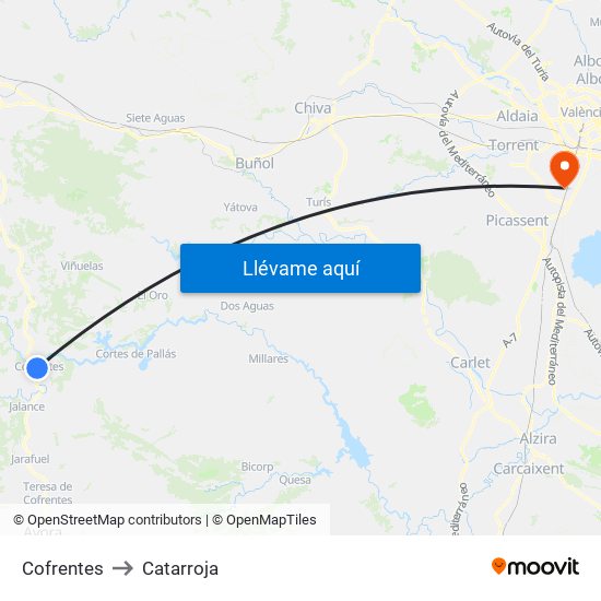 Cofrentes to Catarroja map