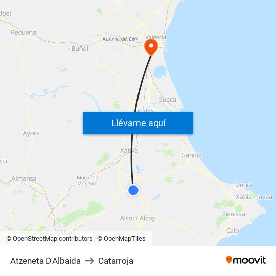 Atzeneta D'Albaida to Catarroja map