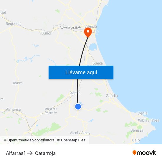 Alfarrasí to Catarroja map