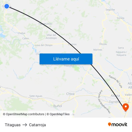 Titaguas to Catarroja map