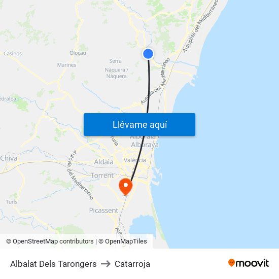 Albalat Dels Tarongers to Catarroja map