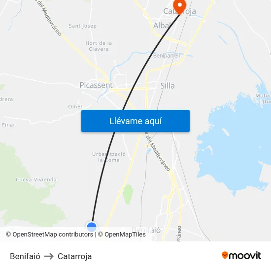 Benifaió to Catarroja map