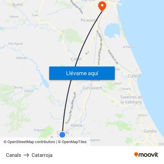 Canals to Catarroja map