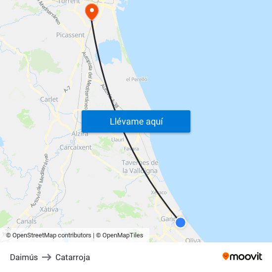 Daimús to Catarroja map