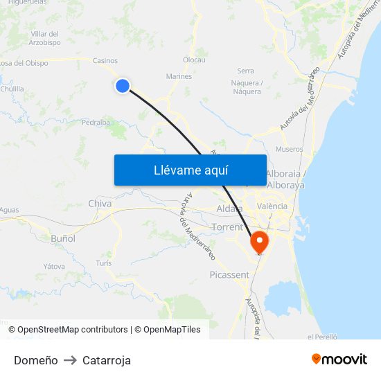 Domeño to Catarroja map