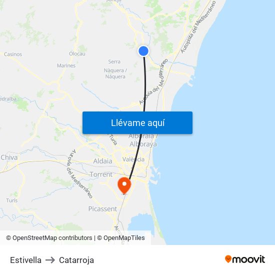 Estivella to Catarroja map