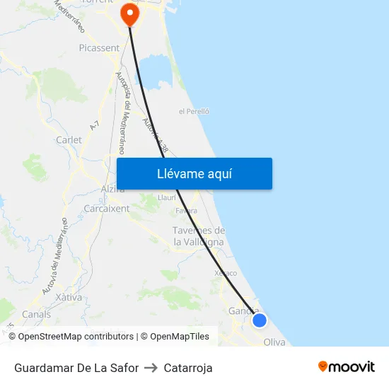 Guardamar De La Safor to Catarroja map