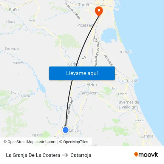 La Granja De La Costera to Catarroja map