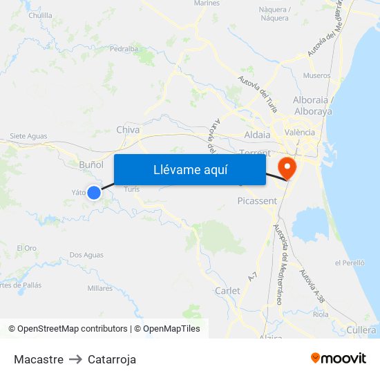 Macastre to Catarroja map