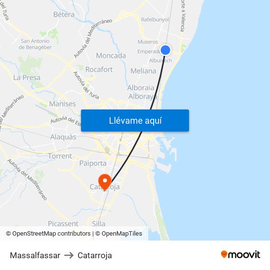 Massalfassar to Catarroja map