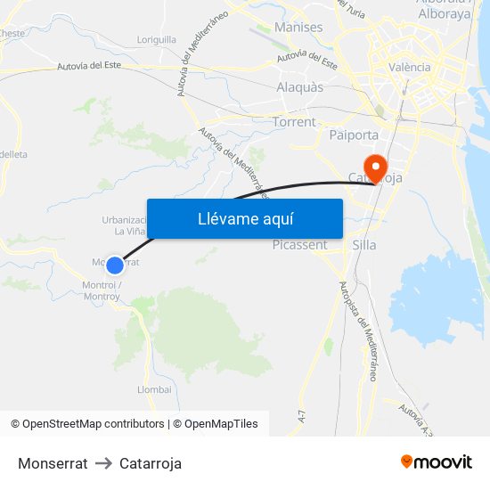 Monserrat to Catarroja map