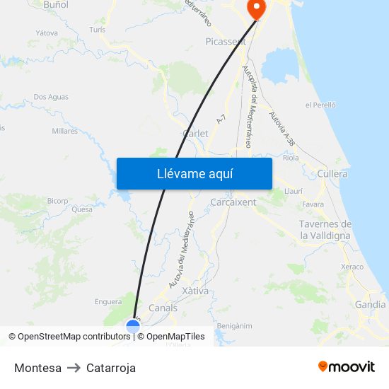 Montesa to Catarroja map