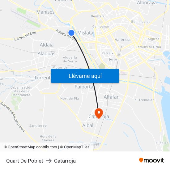 Quart De Poblet to Catarroja map