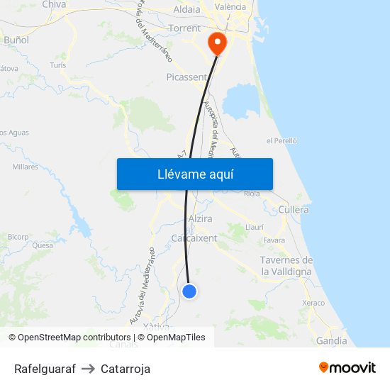 Rafelguaraf to Catarroja map
