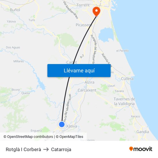 Rotglà I Corberà to Catarroja map