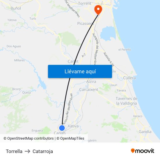 Torrella to Catarroja map