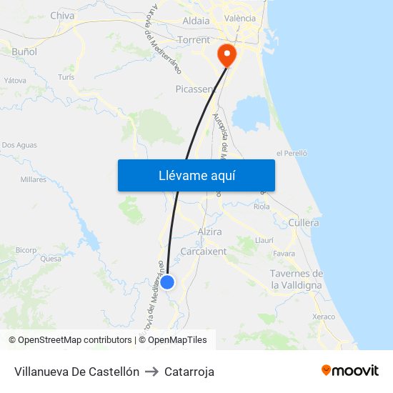 Villanueva De Castellón to Catarroja map