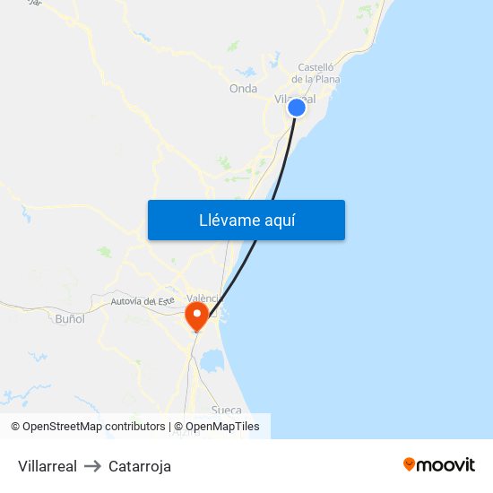Villarreal to Catarroja map