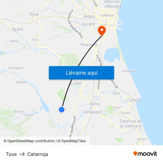 Tous to Catarroja map