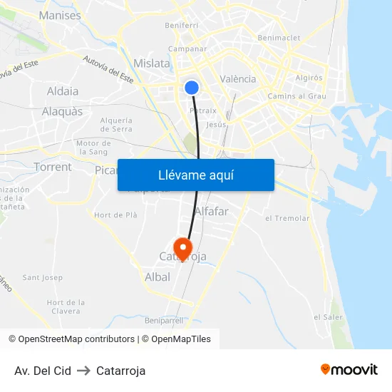 Av. Del Cid to Catarroja map