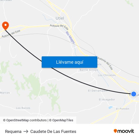 Requena to Caudete De Las Fuentes map