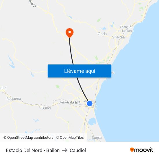 Estació Del Nord - Bailén to Caudiel map