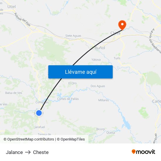 Jalance to Cheste map