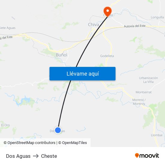 Dos Aguas to Cheste map