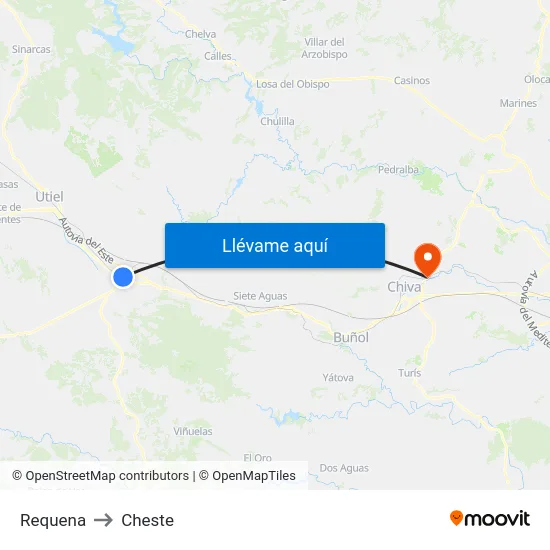 Requena to Cheste map