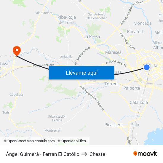 Àngel Guimerà - Ferran El Catòlic to Cheste map
