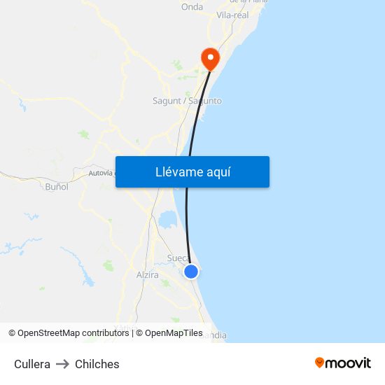 Cullera to Chilches map