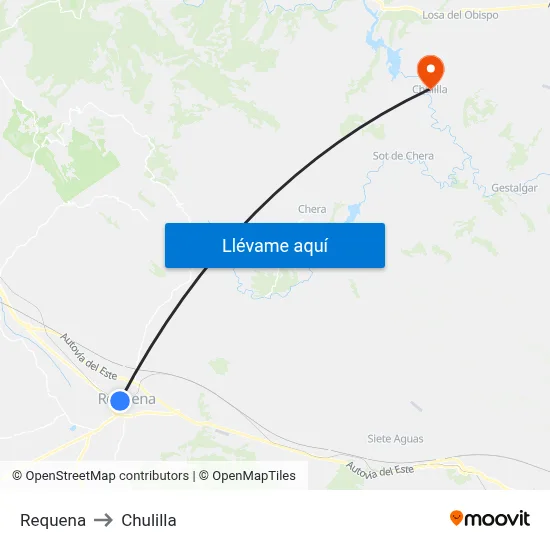 Requena to Chulilla map