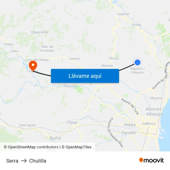 Serra to Chulilla map