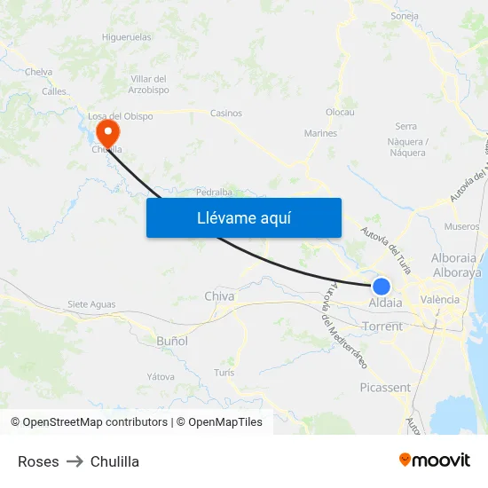 Roses to Chulilla map