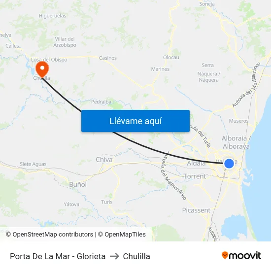 Porta De La Mar - Glorieta to Chulilla map