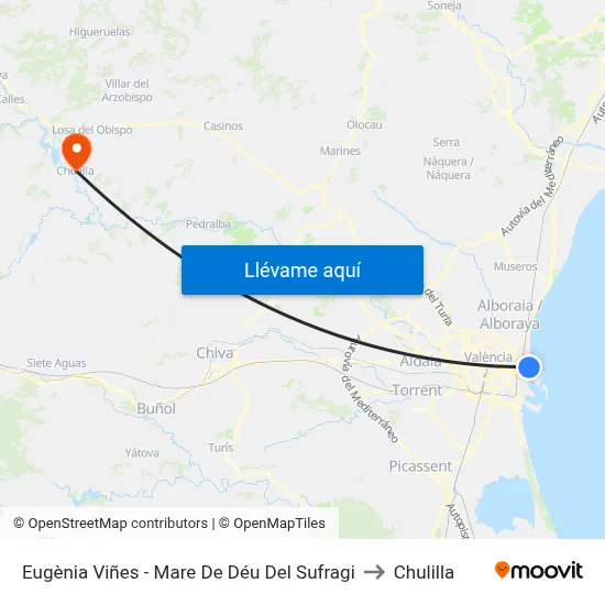 Eugènia Viñes - Mare De Déu Del Sufragi to Chulilla map