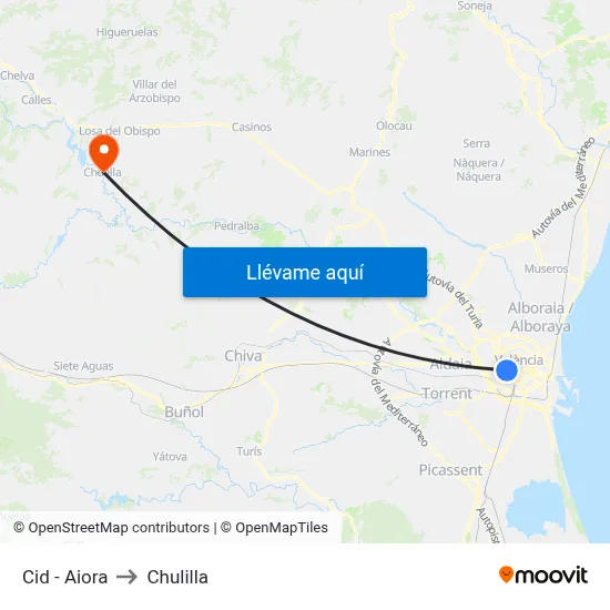 Cid - Aiora to Chulilla map