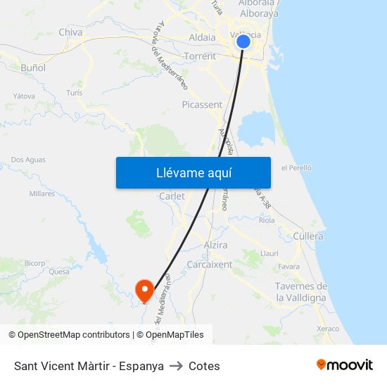 Sant Vicent Màrtir - Espanya to Cotes map